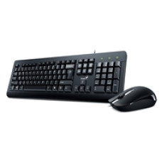 Genius KM-160 Wired Keyboard and Mouse Combo Set, USB Plug and Play, Spill resistant, Full Size UK Layout with Low Profile Keys and Optical Sensor Mouse, 1000dpi, Ergonomic design for Home or Office