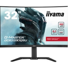 iiyama G-Master GCB3280QSU-B2  Red Eagle 32 Inch Curved Gaming Monitor, Black, 2560x1440, 0.2ms, 180hz, FreeSync, HDMI, Display Port, USB Hub, Speakers, Int PSU, Height Adjustable, Swivel, VESA
