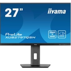 iiyama ProLite XUB2797QSN-B2 27" QHD IPS technology panel with USB-C dock and RJ45 (LAN), 1ms, USB Hubx4, HDMI, DisplayPort, Freesync, 100Hz, Speakers, Black, ACR, Internal PSU, VESA